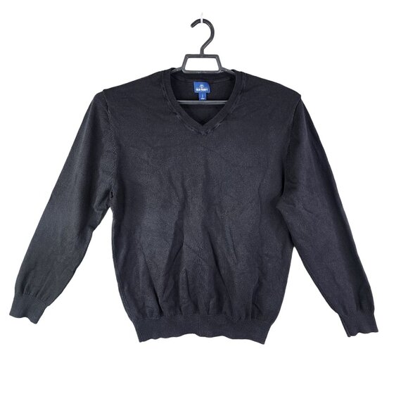 Mens Black Old Navy Sweater V-Neck Long Sleeve 100% Cotton Size L - Picture 1 of 11